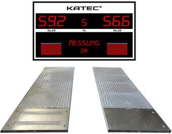 KATEC Prüfplatz mit zwei Bremsprüfplatten und Messwertanzeige